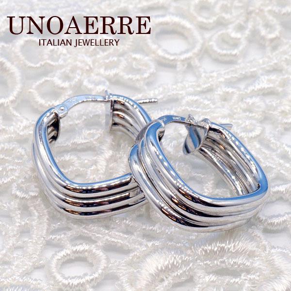 UNOAERRE ウノアエレ K18WGホワイトゴールド フープピアス 26754