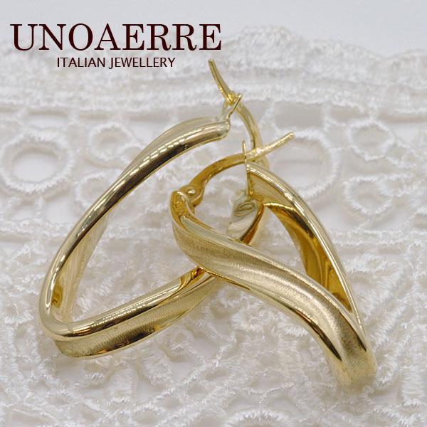 ウノアエレ UNOAERRE K18YGイエローゴールド フープピアス 26921#2583