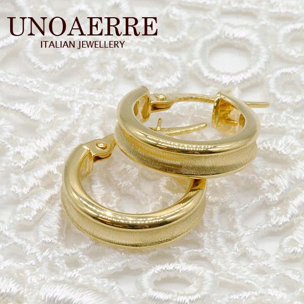 ウノアエレ【フープピアス】デザインピアス K18YG UNOAERRE ウノアエレ 18金 ピアス K18 18K フープピアス