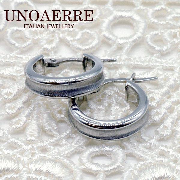 ウノアエレ UNOAERRE K18WGホワイトゴールド フープピアス 27747#2587 