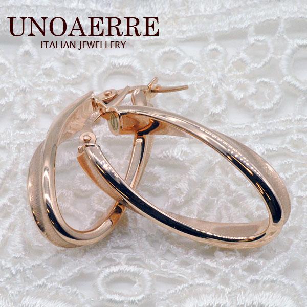 ウノアエレ UNOAERRE K18PGピンクゴールド フープピアス 27933#2595 