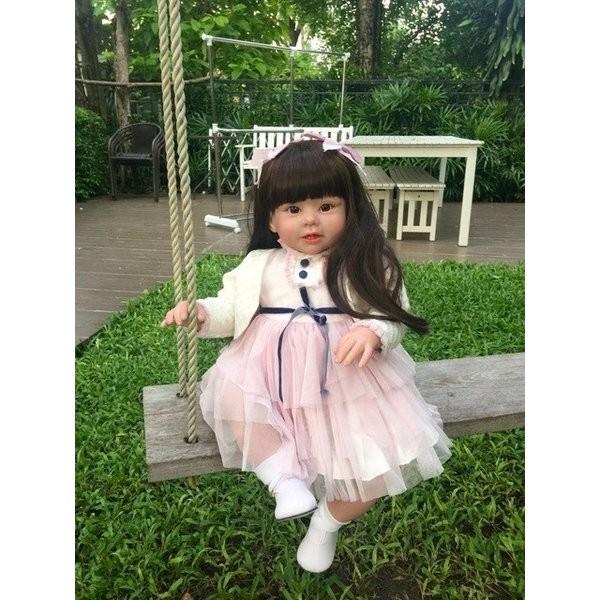 抱き人形 トドラー人形 プリンセスドール リボーンドール 赤ちゃん ベビー 抱き人形 約70cm 衣装付き 黒髪ロングヘア 女の子 Prettyfunnyballoons Com