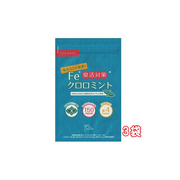 Feクロロフィルがパワーアップ！飲むだけ簡単新習慣　消臭サプリ。”FeクロロフィリンNa”と”ミント”の2つのW効果で、1日安心して過ごせます！Feクロロフィルでは少し物足りない方へ”ミント”のご提案！ゆうパケットで送料無料