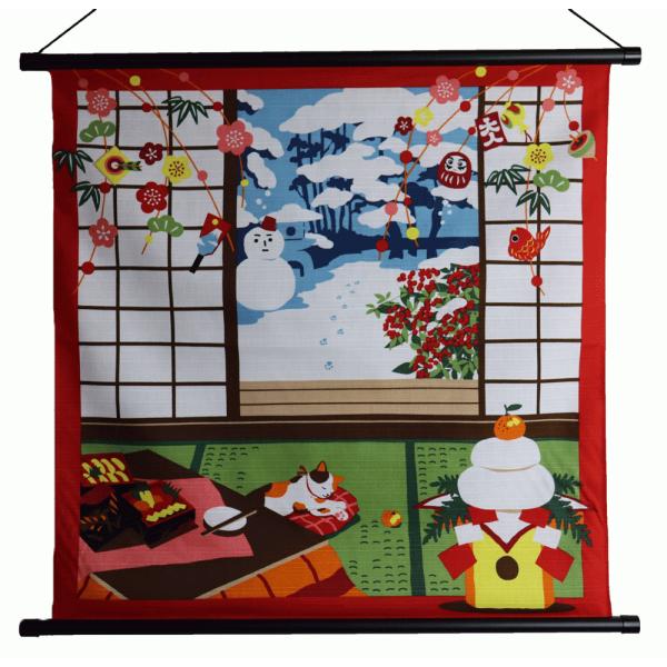 ◆ 布製で季節にあわせて飾れるタペストリーです。玄関やリビング、オフィス、店舗などに、季節のインテリアとして飾っていただきますと、四季が楽しめます。贈り物にも喜ばれると思います。箱はありませんが、ギフト包装は無料でさせていただきます。※棒と...