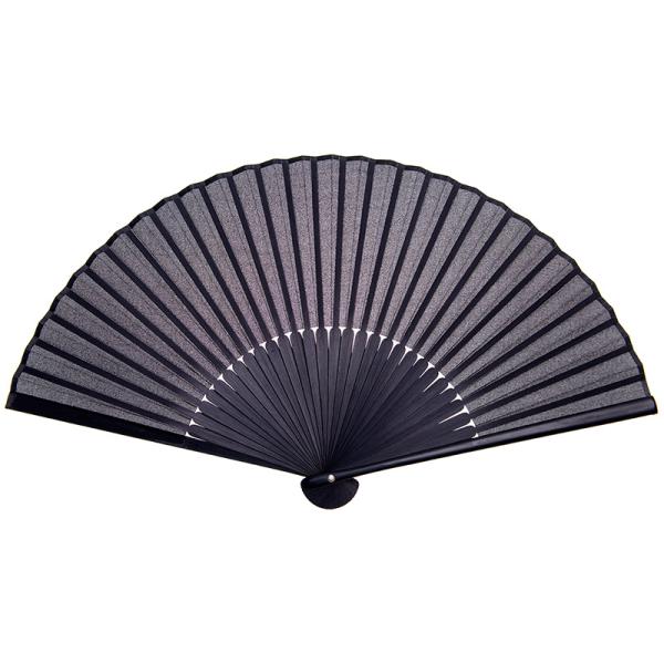 aurora(ファッション) フォーマルシルク黒扇子 7寸袋付喪扇
