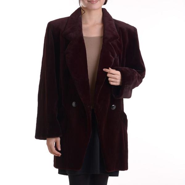 aurora 日本製シェアードミンクコート 着丈80ボルドー : アウローラ