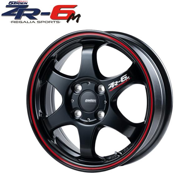 と*ろ様 スポーツタイプ ホイール 黒赤 5本スポークアドレス 5ZIGEN アルミホイール ZR-6M マットブラック レッドライン 14x4.5J 4H