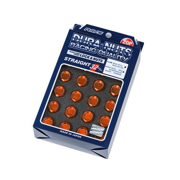 RAYS レイズ ジュラルミンロック＆ナット M12×P1.5 L32 オレンジ