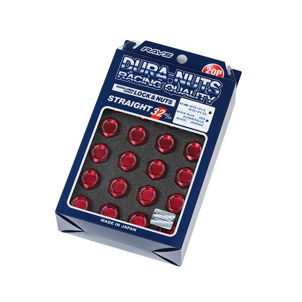 RAYS レイズ ジュラルミンロック＆ナット M12×P1.25 L32 レッド