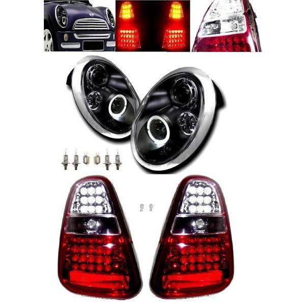 送料込　R50ミニクーパー　純正ライト　フロント　Ｌ、Ｒセット MINI ミニクーパー R50 R52 R53 LED ヘッドライト & テール SET