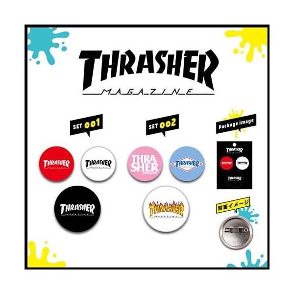 スラッシャー THRASHER ブランド 缶バッチ 3個セット 帽子やカバンに ロゴ入り