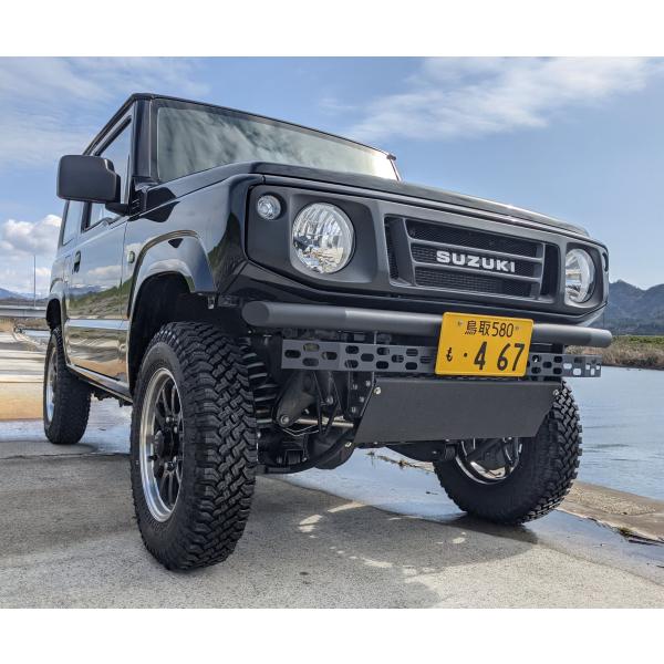 ジムニー フロントバンパー JB64 JB74 用 ストレート ＆ デザインプレート バンパー スキッドプレート 付き オートルビーズ jimny autorubys