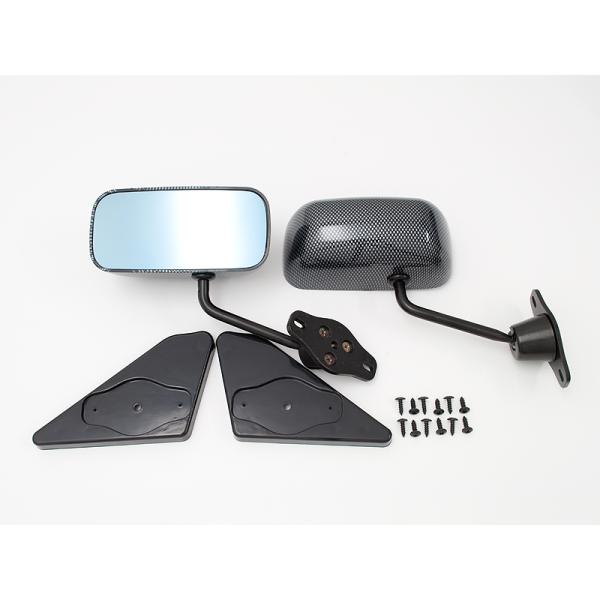 値段が激安 送料無料 汎用 レーシングサイドミラー ブルーミラー カーボン色 F1ミラー 外装パーツ