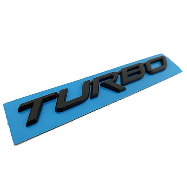 【互換品】mj201 / ターボ  TURBO 文字エンブレム / ブラック 黒 / 斜体 全大文字 R長い / 143×20mm