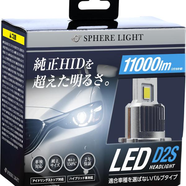 SPHERE LIGHT LED D2Sヘッドライト 8600lm SPHERE LIGHT（スフィアライト） 純正HID用LEDヘッドライト SLGAD2S060