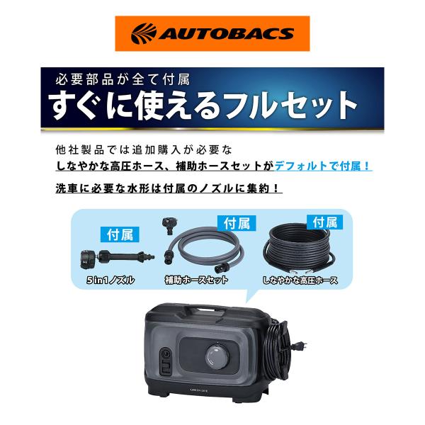 GREEN LIFE グリーンライフ G-WASH Plus 洗車高圧洗浄機 KSS-GWP7H10 ブラック/アッシュグレー