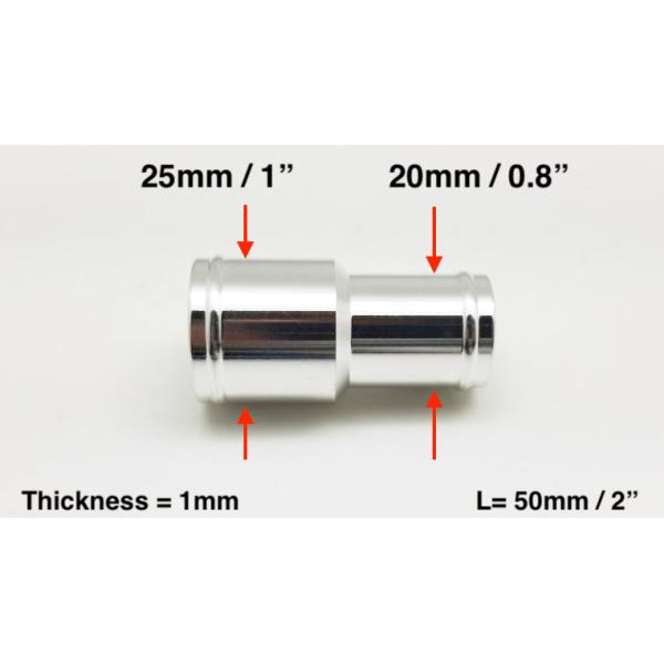 アルミ ホース変換ジョイント　ストレート　ジョイントパイプ異径20ｍｍ＞25ｍｍ  2個入れ