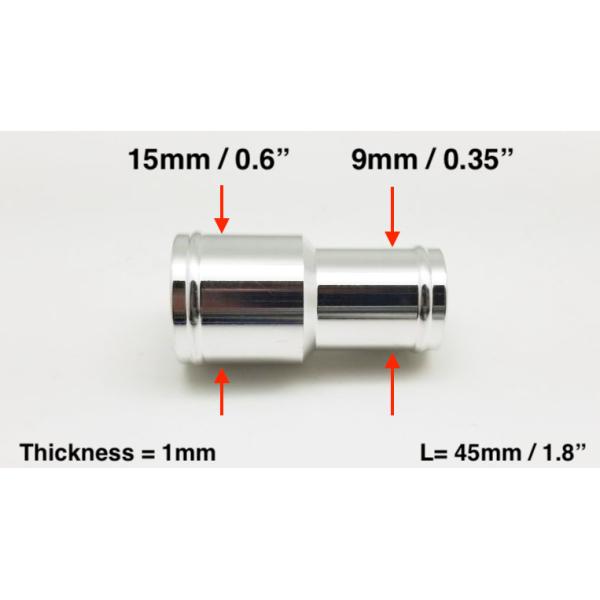 アルミ ホース 変換ジョイント ストレート ジョイントパイプ異径9mm