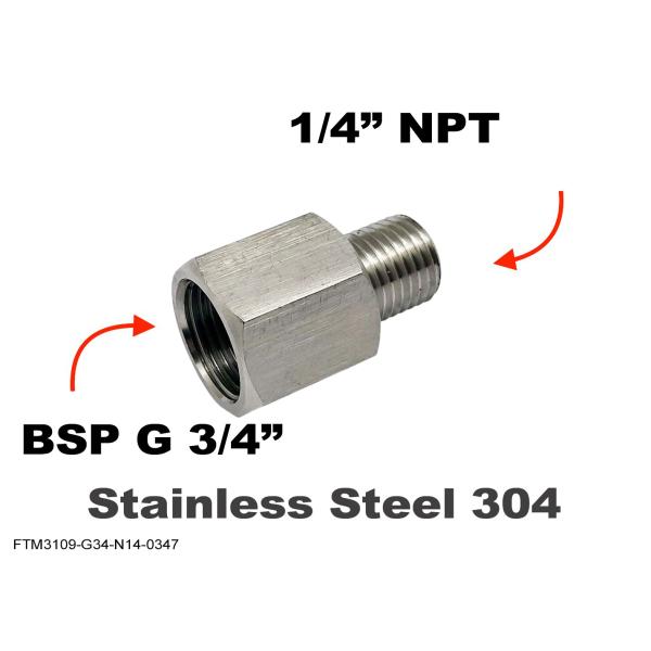 ステンレス材質　センサー　アダプター メスーオス変換継手　メス（BSP・PF） G 3/4