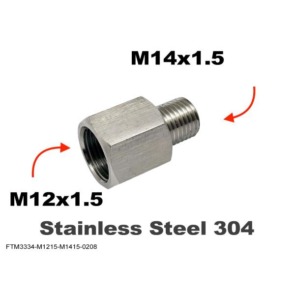 ステンレス材質　センサー　アダプター メスーオス変換継手　メスM12x1.5 - オスM14x1.5