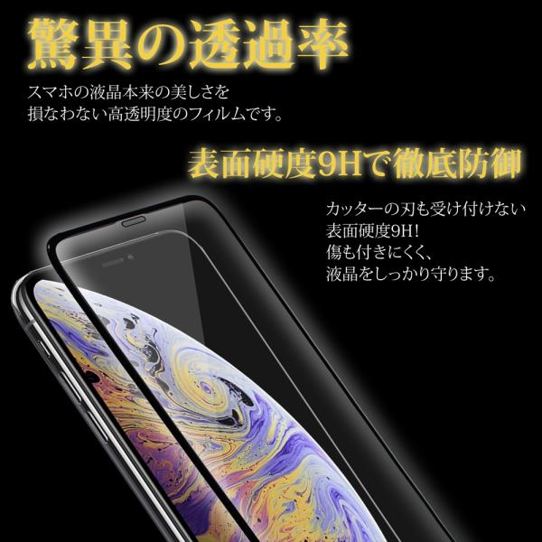 9H 透過率99% 透明 指紋防止 3D 全面保護 強化ガラスフィルム 枠付き