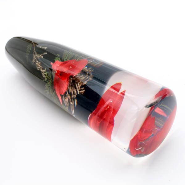 [訳有アウトレット1点品]水中花シフトノブ 赤色 本物蘭生花使用 200mm 20cmロングサイズ