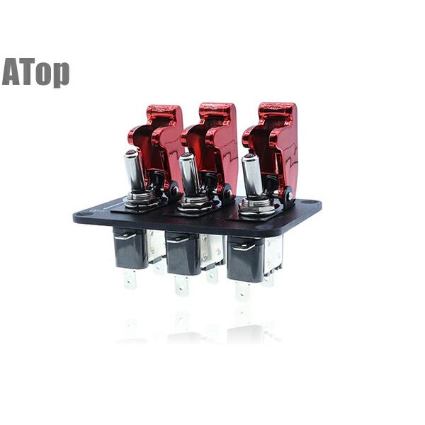 ホンダ 3連 トグルスイッチ LED付 カバー付き アルミ削り出し ホンダ 3連 トグルスイッチ LED付 カバー付き アルミ削り出し