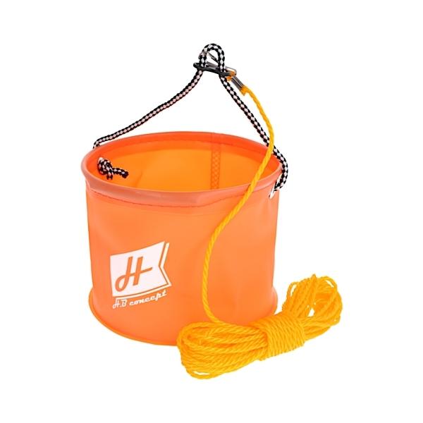 磯、堤防釣りに最適な丸型水くみバケツ。耐久性のある丈夫なEVA素材を採用!オモリ&amp;ロープ付で水くみラクラク!高所からでも便利!カラー： オレンジサイズ： 18cmロープ全長： 約8mオモリ有無： 有素材： EVA付属品： ロープ