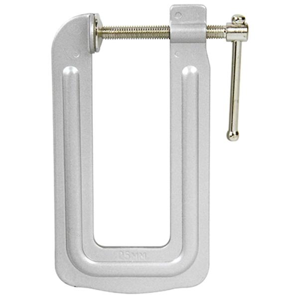 ふところの深いタイプのクランプです。■■■用途■■■木工作業などの仮止め。■■■機能・特徴■■■深アゴタイプです。■■■仕様■■■●最大口開き：25mm。●アゴの深さ：100mm。■■■注意事項■■■吊リ具として使用しないで下さい。本来の使...