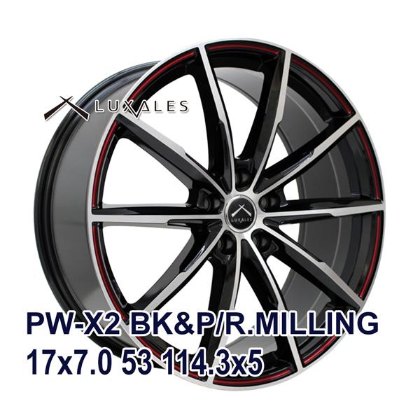 4枚セット】 LUXALES PW-X2 17x7.0 +53 114.3x5 BK&P/R.MILLING 