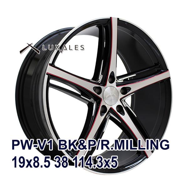 4枚セット】 LUXALES PW-V1 19x8.5 +38 114.3x5 BK&P/R.MILLING 