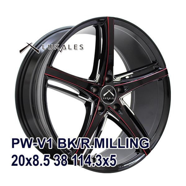 4枚セット】 LUXALES PW-V1 20x8.5 +38 114.3x5 BK/R.MILLING 