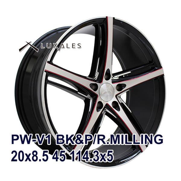 4枚セット】 LUXALES PW-V1 20x8.5 +45 114.3x5 BK&P/R.MILLING 