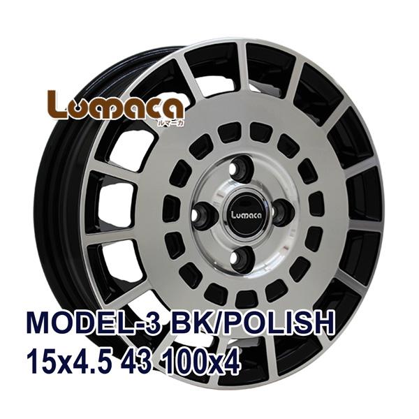 4枚セット】 LUMACA MODEL-3 15x4.5 +43 100x4 BK/POLISH 4枚セット】 LUMACA MODEL-3 15x4.5 +43 100x4 BK/POLISH