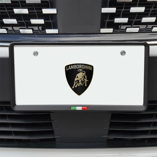 汎用  ナンバープレートフレーム マットブラック イタリア国旗 ランボルギーニ アヴェンタドール ディアブロ ウラカン