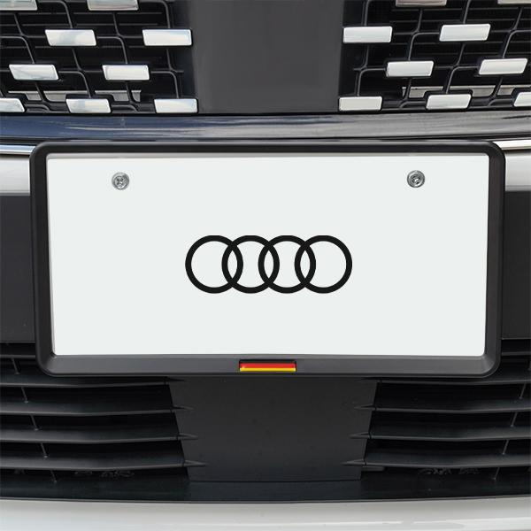 ドイツ国旗 ナンバープレートフレーム 前後セット マットブラック アウディ TT A4アバント A5スポーツバック Q5 他 新基準対応