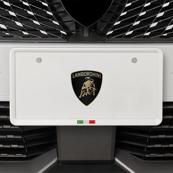 イタリア国旗 ナンバープレートフレーム 前後セット マットホワイト ランボルギーニ アヴェンタドール ディアブロ トリコローレ 新基準対応　