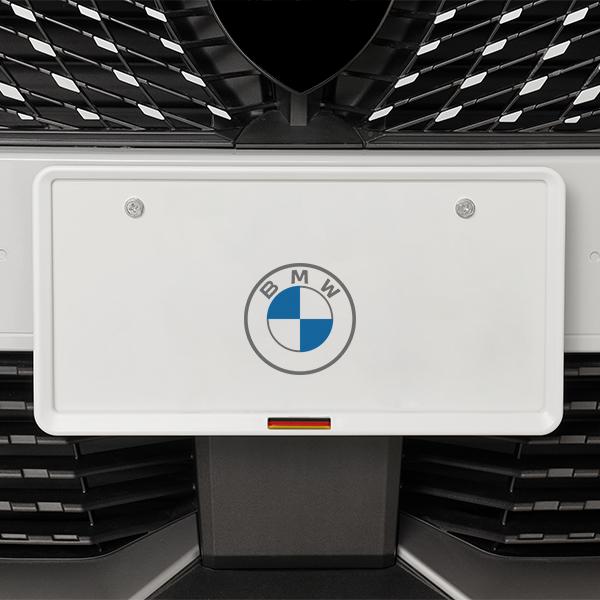 ドイツ国旗 ナンバープレートフレーム 前後セット マットホワイト BMW