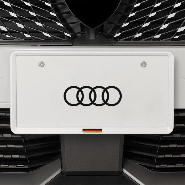 ドイツ国旗 ナンバープレートフレーム 前後セット マットホワイト アウディ TT A4アバント A5スポーツバック Q5 A3 他 新基準対応　