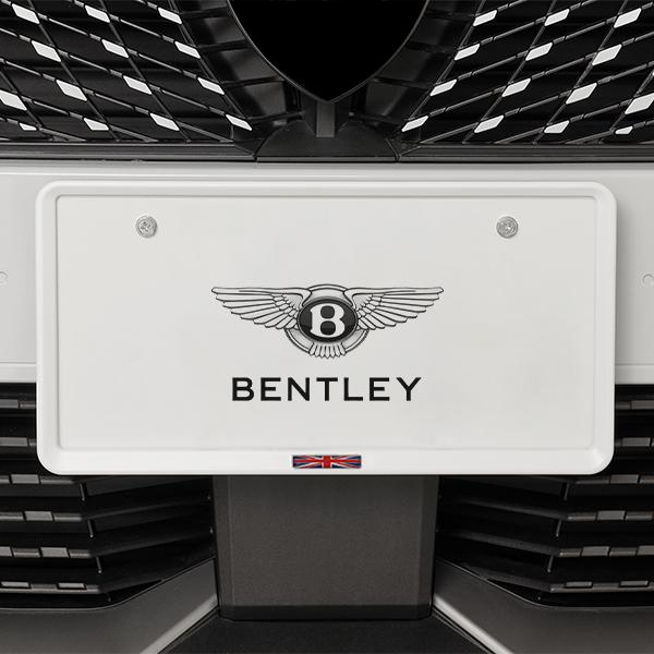 イギリス国旗 ナンバープレートフレーム 前後セット マットホワイト ベントレー コンチネンタル ベンティガ フライングスパー 新基準対応　