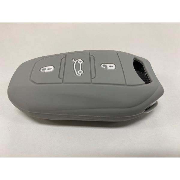 シトロエン グランド C4 スペースツアラー シリコンキーカバー グレー ロゴの見えるオープンタイプ キーレス キーリモコン 鍵 リモコンカバー キーケース