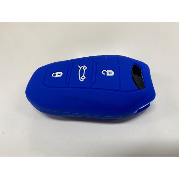 シトロエン グランド C4 スペースツアラー シリコンキーカバー ブルー ロゴの見えるオープンタイプ キーレス キーリモコン 鍵 リモコンカバー キーケース