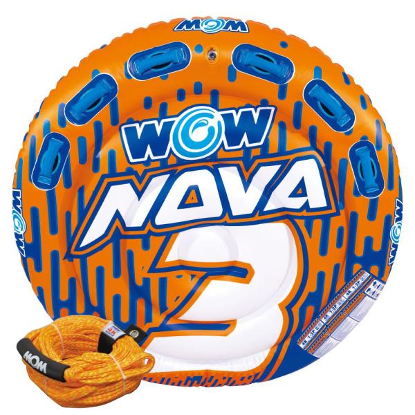 3人乗り トーイングチューブ バナナボート WOW(ワオ) ノヴァ ラウンドデッキチューブ 2点セット ロープ付