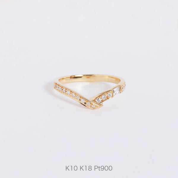 バゲットカット ダイヤモンド リボン リング レディース 指輪