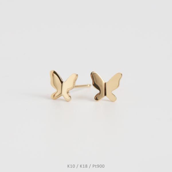 Avaron バタフライ プレート ピアス 蝶 レディース K10 K18 Pt900  