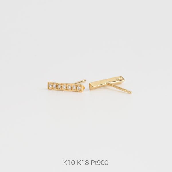 ダイヤモンド　プラチナ　バーピアス Avaron ダイヤモンド バー ピアス 7石 ライン K10 K18 Pt900