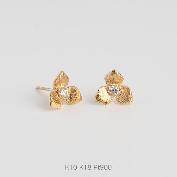Avaron フラワー ピアス 延齢草 ダイヤモンド レディース K10 Avaron フラワー ピアス 延齢草 ダイヤモンド レディース K10