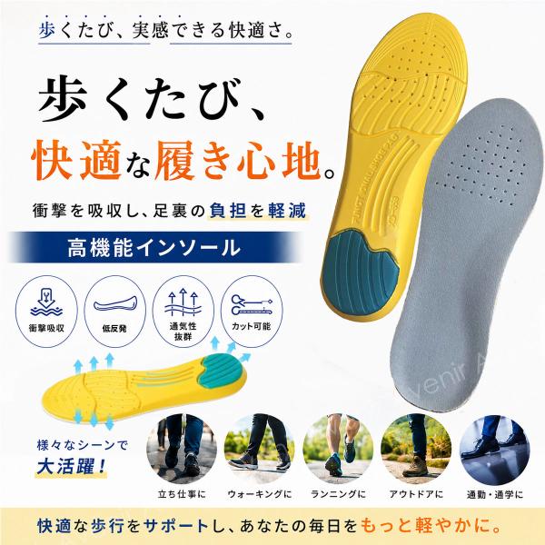 インソール 衝撃吸収 低反発 消臭 中敷き 疲れにくい スニーカー スポーツ ウォーキング ランニング クッション メンズ レディース サイズ調整可能 GLF-031 爆買