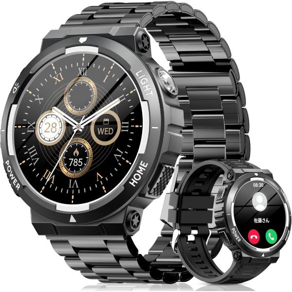 【1.53インチ大画面&amp;軍用規格スマートウォッチ】 このスマートウォッチは高精細で美しい色を表現できる1.53インチタッチディスプレイを搭載し、視認性に優れた360*360高解像度大画面を採用され、画質がより鮮明になり、より高精度な...