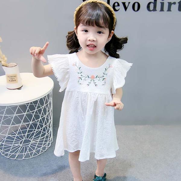 送料無料 キッズ ワンピース 半袖 ひざ丈 スカート レース フリル 花柄 麻 綿麻 リネン 女の子 ガール 子供 子供服 こども 子ども 刺繍 夏 Buyee Buyee 日本の通販商品 オークションの代理入札 代理購入